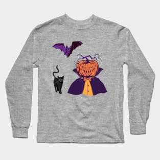 Pumpkin, Cat, Bat - Scary halloween Long Sleeve T-Shirt